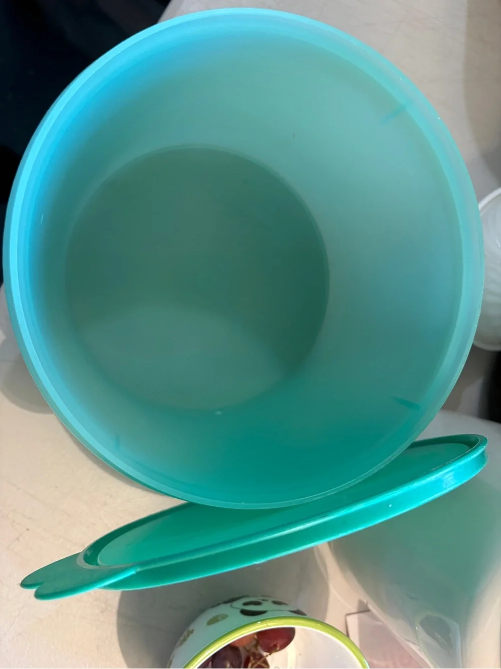Vintage Tupperware Aqua Round Food Storage Container 5”x7”